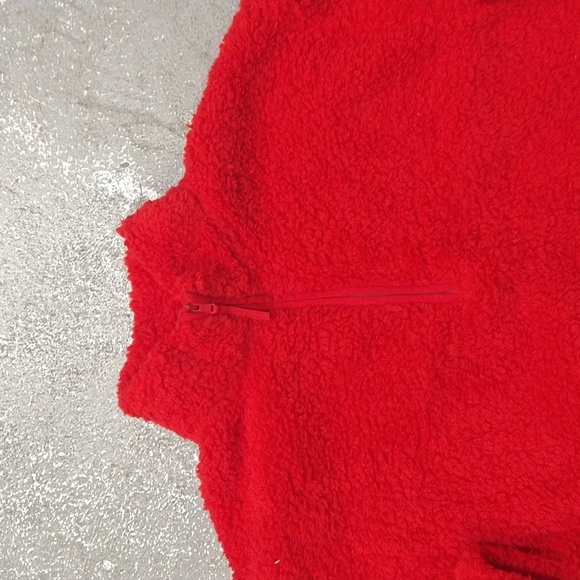 NEW! Men's Faux Shearling Matching Family Half Zip Pullover, Red - Picture 3 of 10